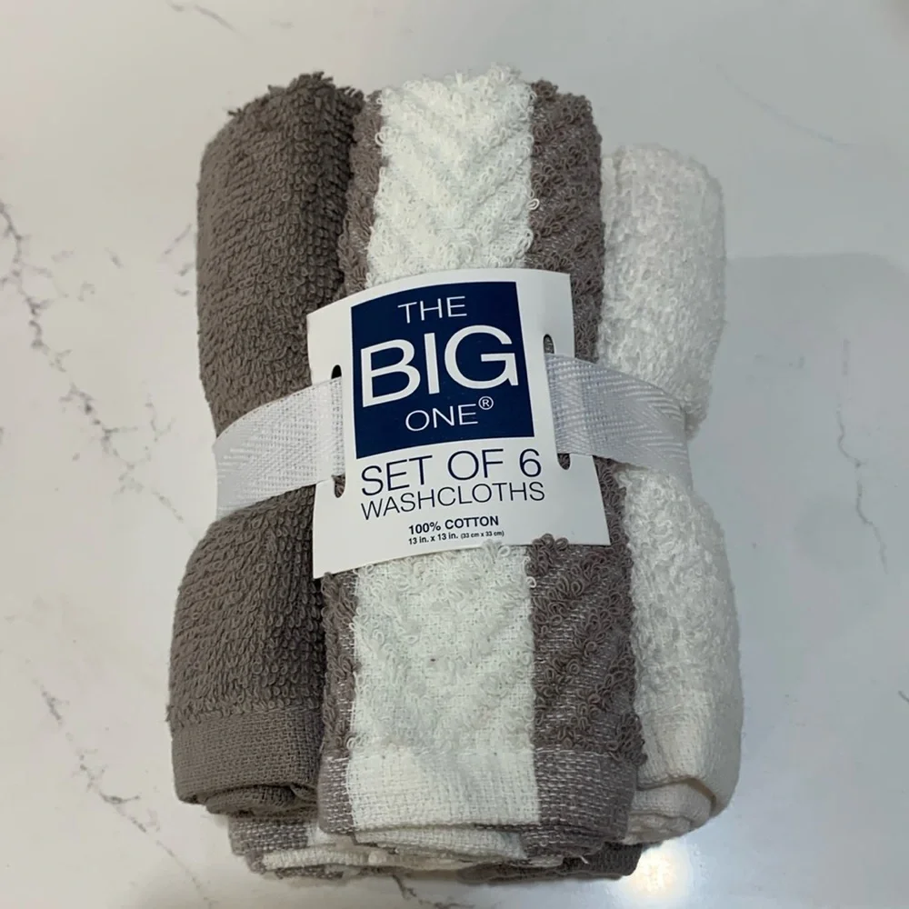 New THE BIG ONE Washcloths, set of 6, gray, taupe, cream color